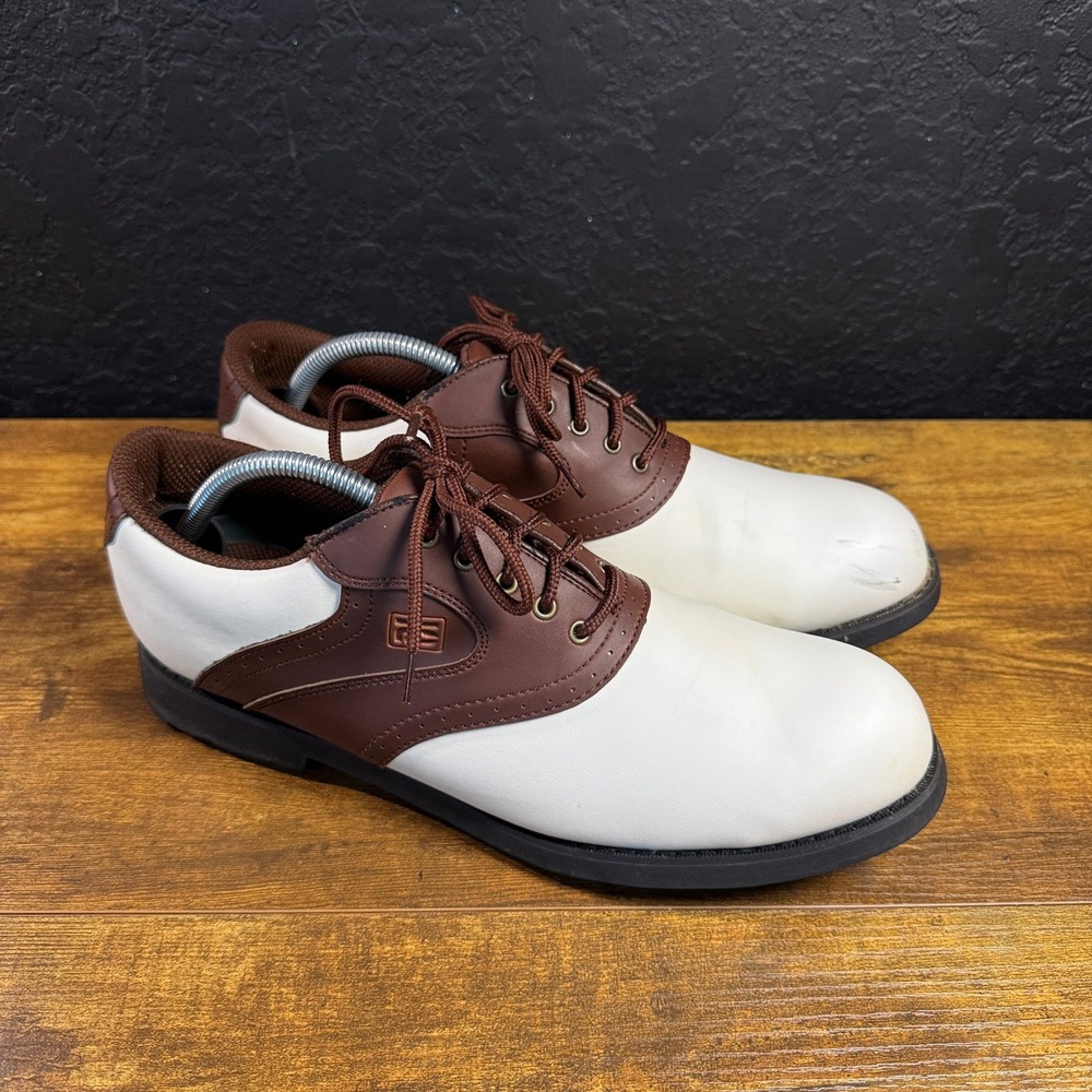 Pro Select 1805 Brown WhiteLeather Spikeless Golf Shoes Mens 10.5